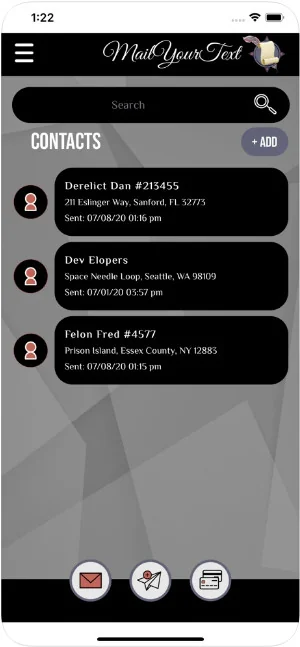 Mail Your Text App Screen 1