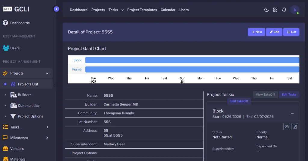 GCLI Project Details & Gantt Chart