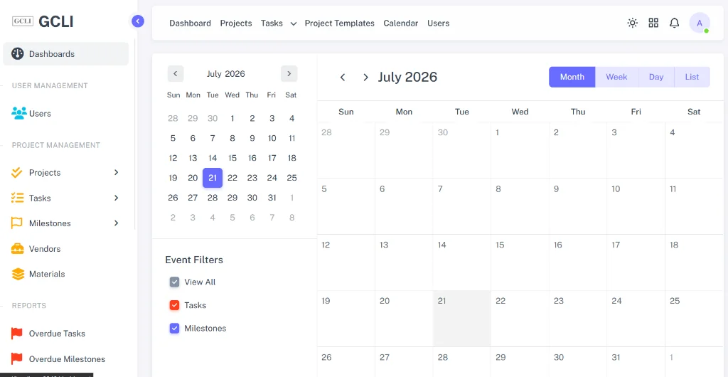 GCLI Calendar & Event Filters