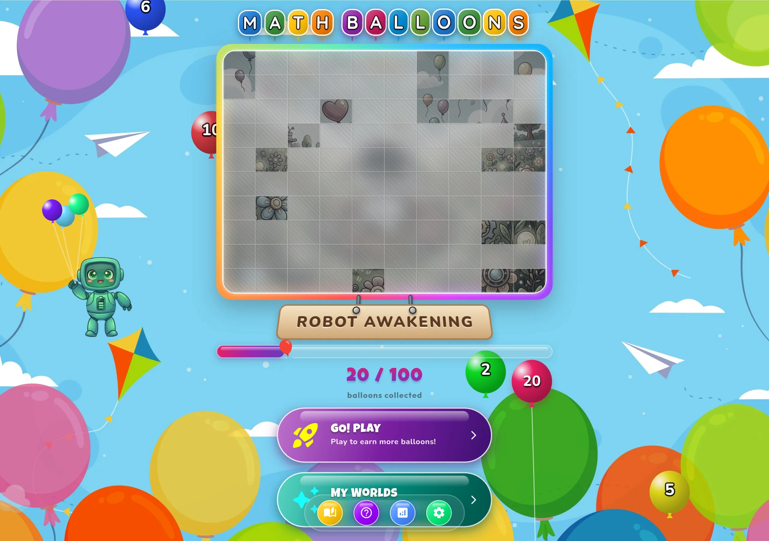Math Balloons Robot Tablet Screenshot 2