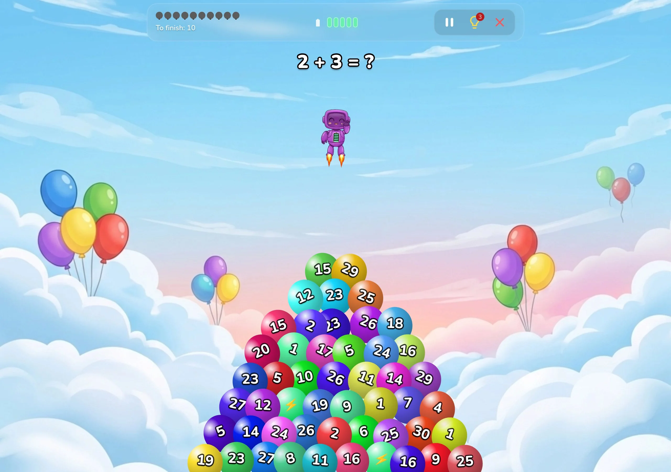 Math Balloons Robot Tablet Screenshot 1