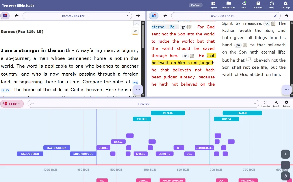 YottaWay Bible Study Timeline View
